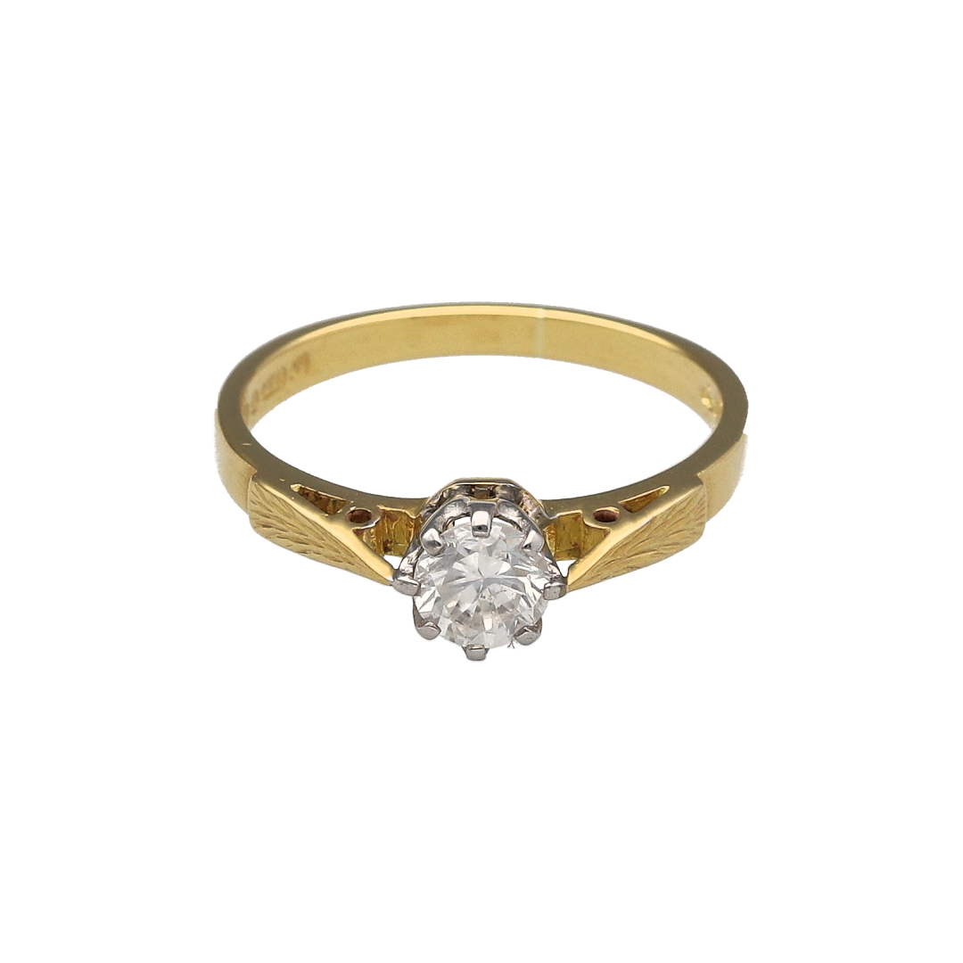 18ct Gold & Diamond Set Solitaire Ring