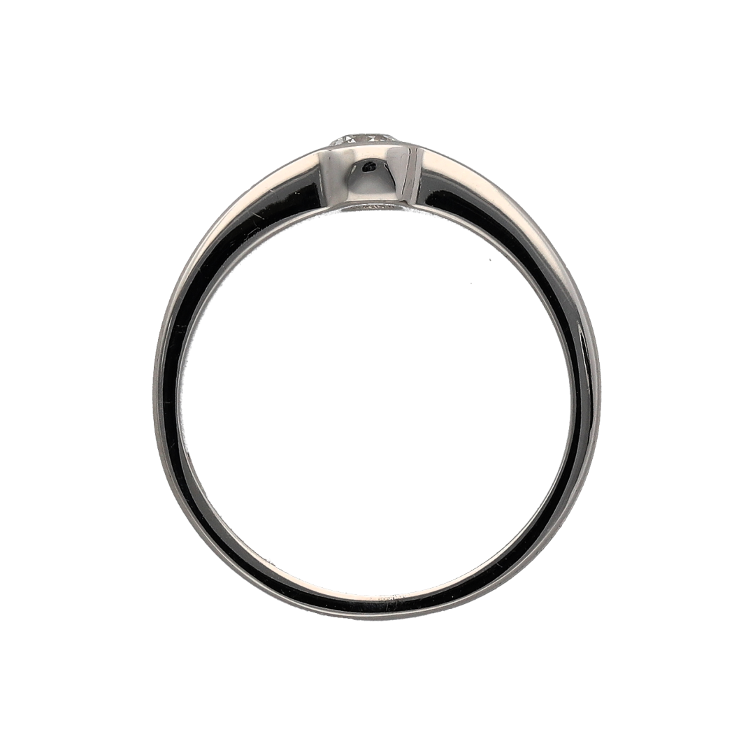 18ct White Gold & Diamond Rubover Set Solitaire Ring