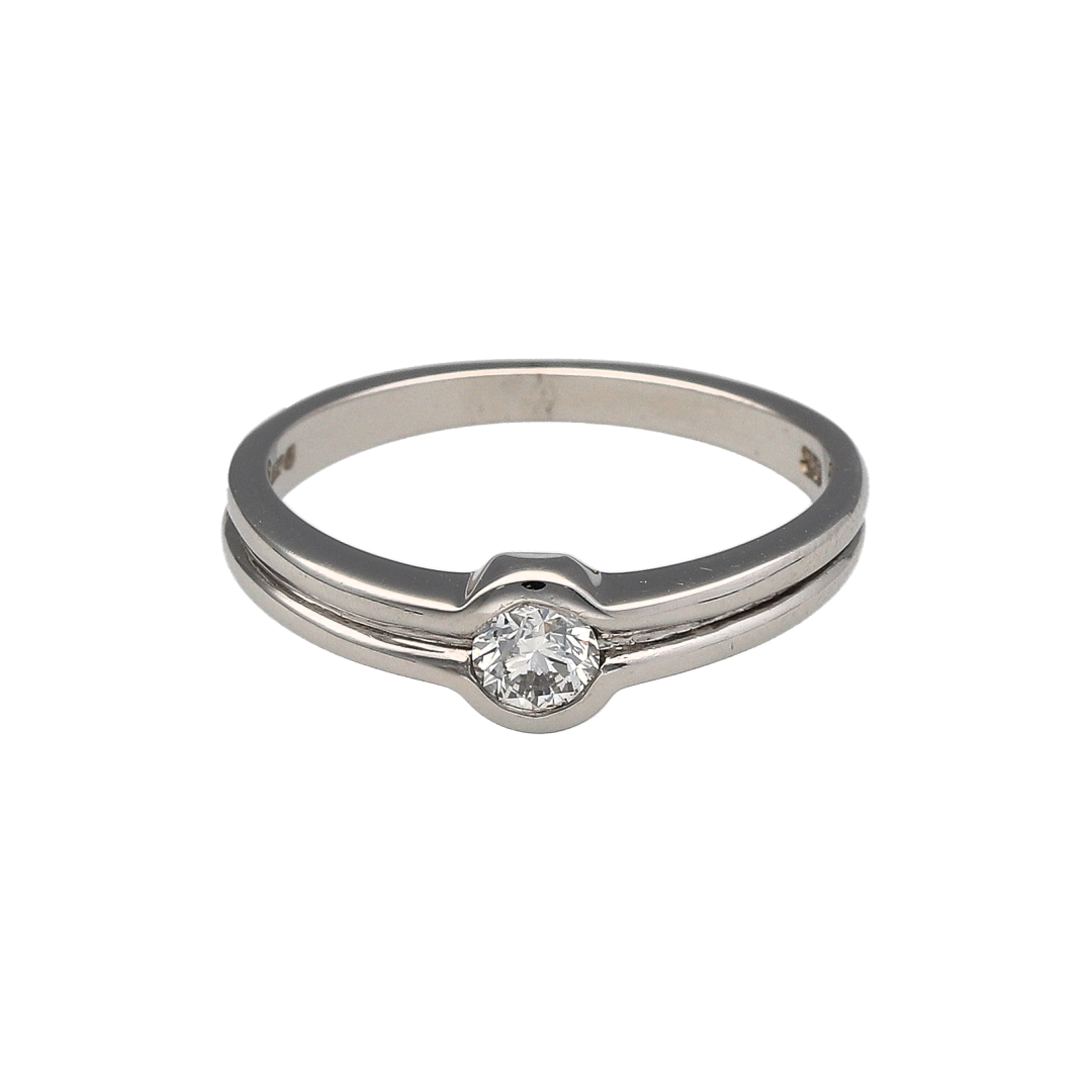 18ct White Gold & Diamond Rubover Set Solitaire Ring