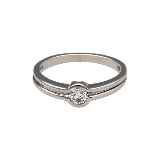 18ct White Gold & Diamond Rubover Set Solitaire Ring