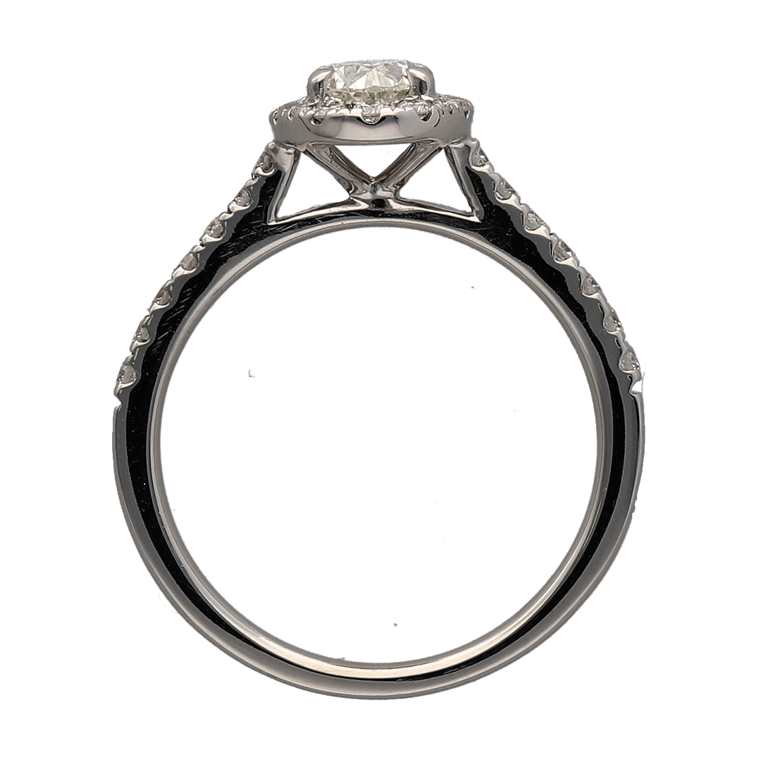 18ct White Gold & Diamond Set Oval Halo Ring