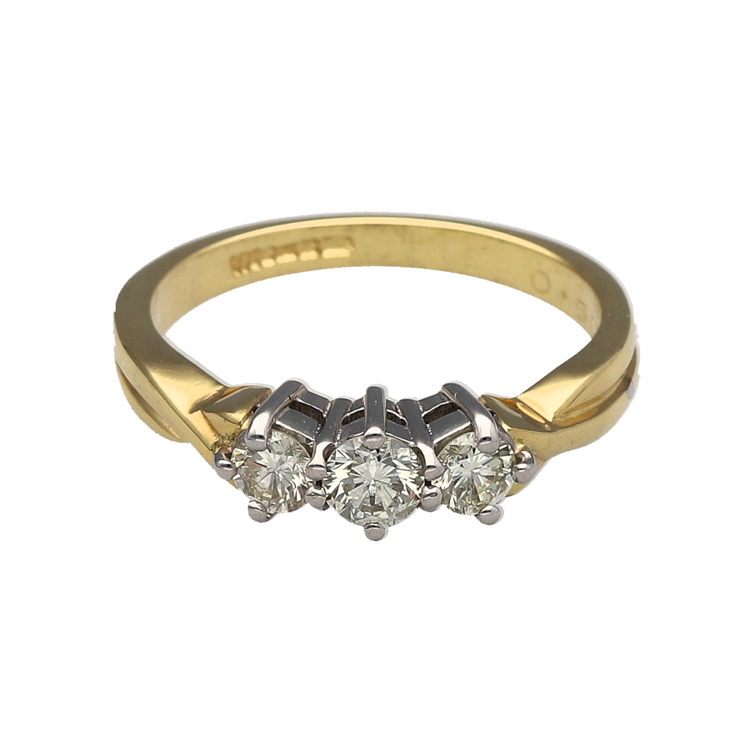 18ct Gold & Diamond Set Trilogy Ring