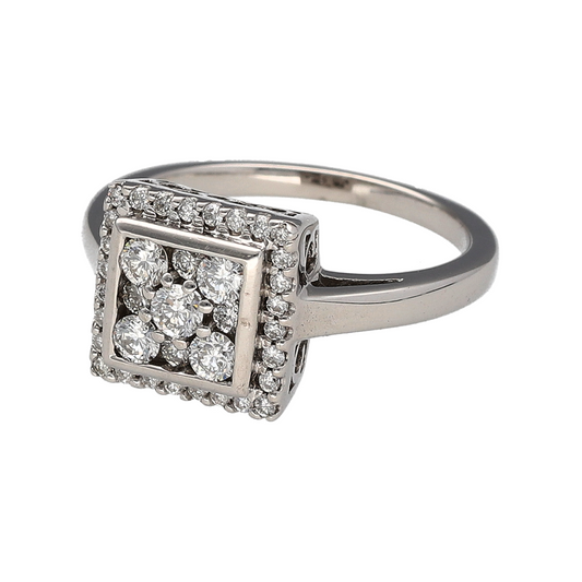 Bring modern sparkle and timeless sophistication to your collection with this pre-owned 18ct white gold diamond set square cluster ring—a striking design that captures light and elegance from every angle.
Design: The ring features a 10mm high square cluster front set with brilliant-cut diamonds, creating a dazzling display of radiance and depth.
Material: Made from 18-carat white gold, the sleek polished finish enhances the brilliance of the diamonds and gives the piece a contemporary, luxurious appeal.