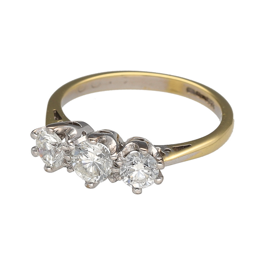 Add timeless sparkle and elegant meaning to your jewellery collection with this pre-owned 18ct yellow gold diamond trilogy ring, offering classic design with refined brilliance.
Design: This ring features a traditional trilogy arrangement, with three diamonds across the front creating a balanced and eye-catching focal point.
Material: Made from luxurious 18-carat yellow gold, the warm polished finish beautifully complements the sparkle and presence of the diamonds.