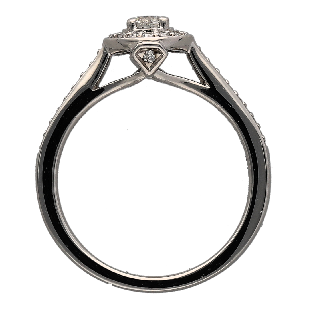 18ct White Gold & Diamond Set Halo Ring