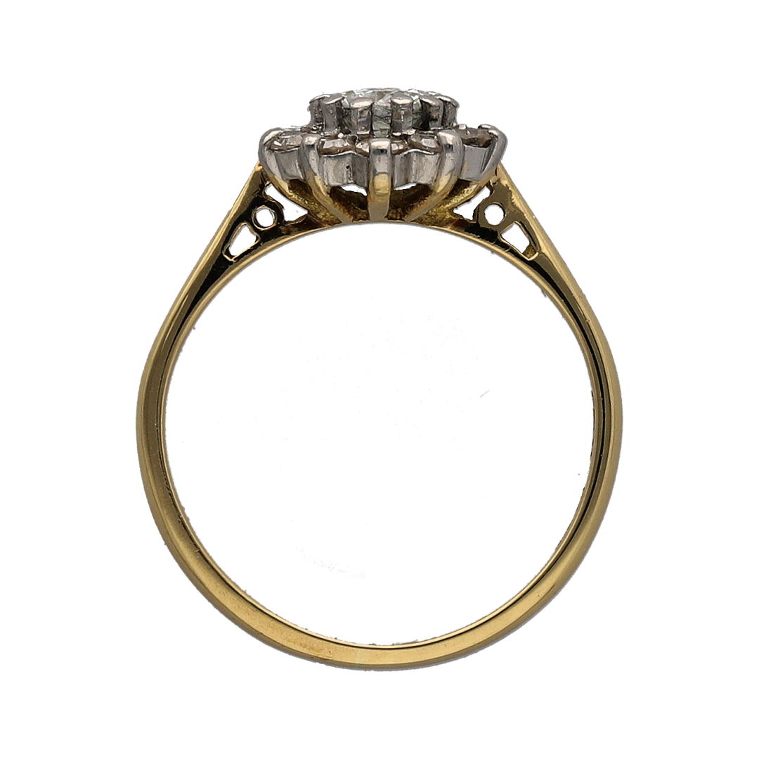 18ct Gold & Platinum Diamond Set Flower Cluster Ring