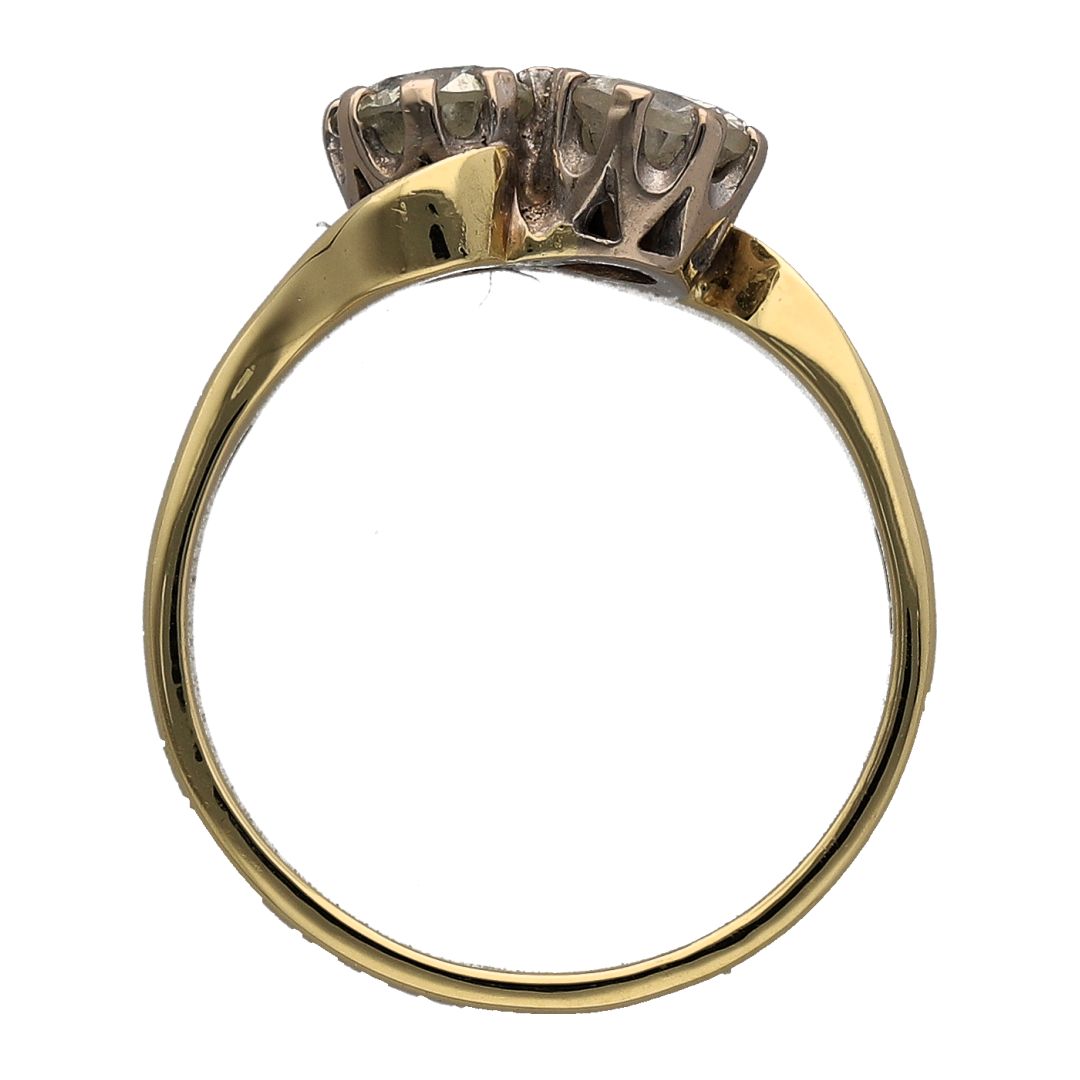 18ct Gold & Double Diamond Twist Ring