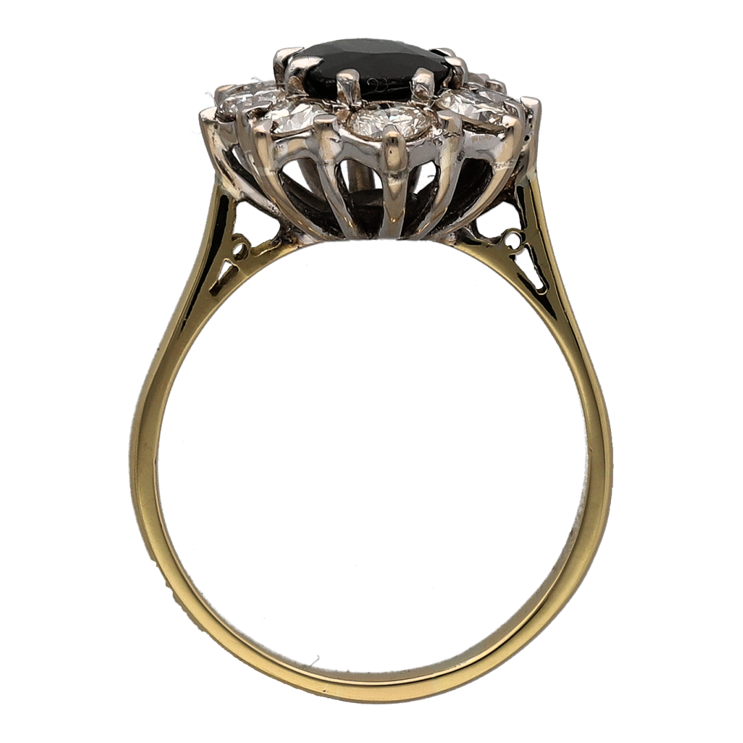 18ct Gold Diamond & Sapphire Cluster Ring