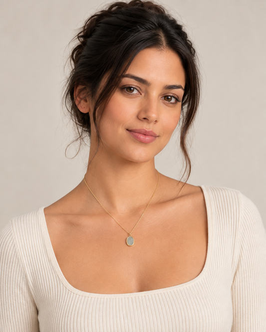 9ct Gold & Mother of Pearl 16" - 18" Necklace