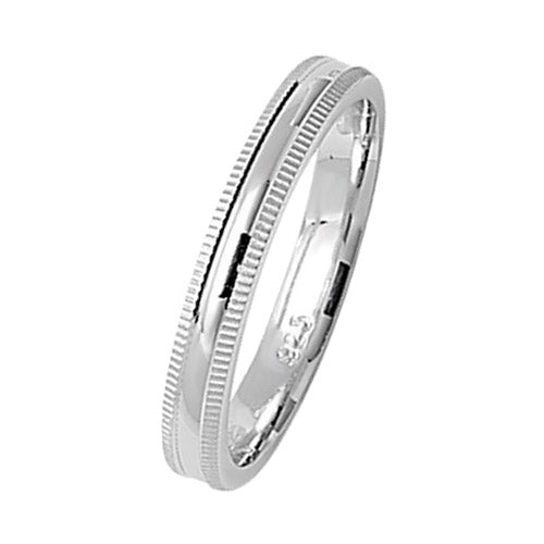 New 925 Silver 3mm Milgrain Wedding Band Ring