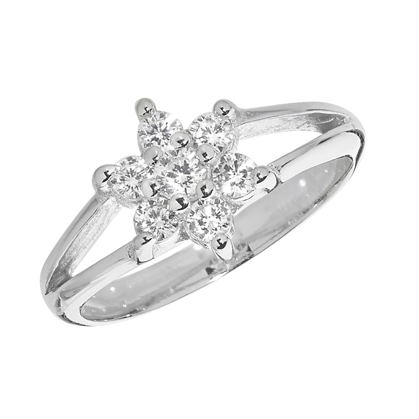 New 925 Silver & Cubic Zirconia Children's Flower Cluster Ring