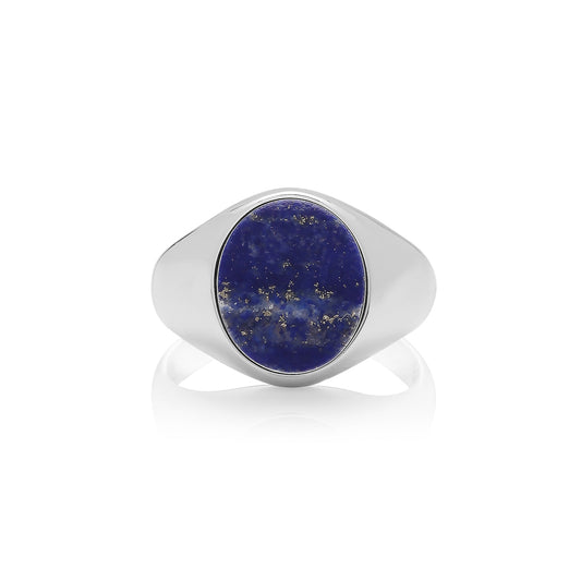New 925 Silver & Lapis Lazuli Oval Signet Ring