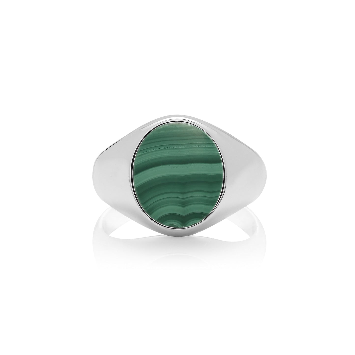 New 925 Silver & Malachite Oval Signet Ring