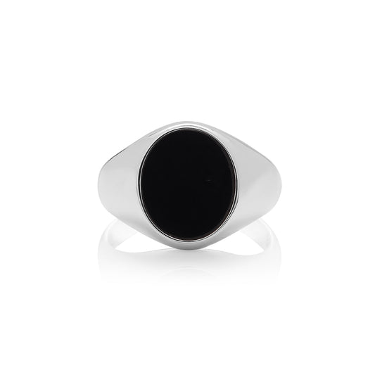 New 925 Silver & Onyx Oval Signet Ring