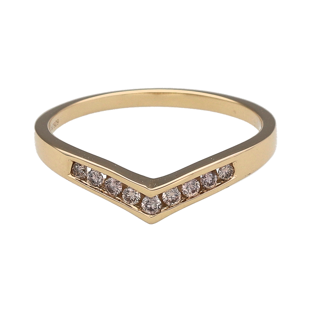 New 9ct Gold & Diamond Set Wishbone Ring