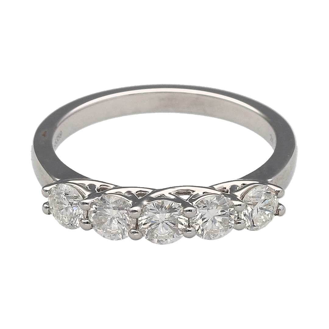 New 9ct White Gold & Diamond Set Five Stone Ring