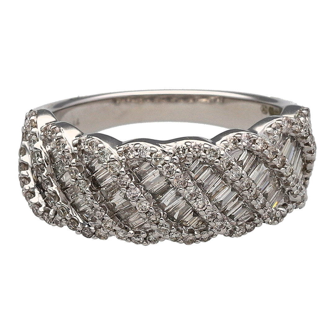 New 9ct White Gold & Diamond Set Fancy Dress Band Ring