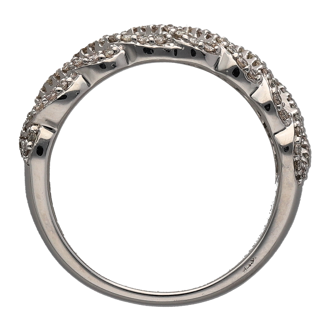 New 9ct White Gold & Diamond Set Fancy Dress Band Ring