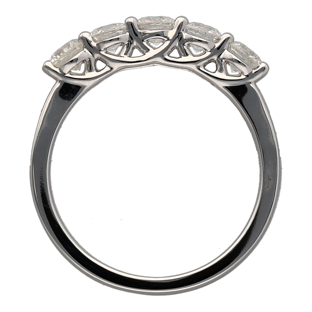 New 9ct White Gold & Diamond Set Five Stone Ring