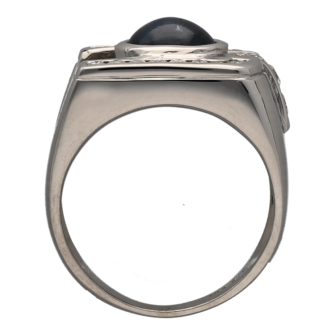 9ct White Gold Diamond & Sapphire Set Dress Ring