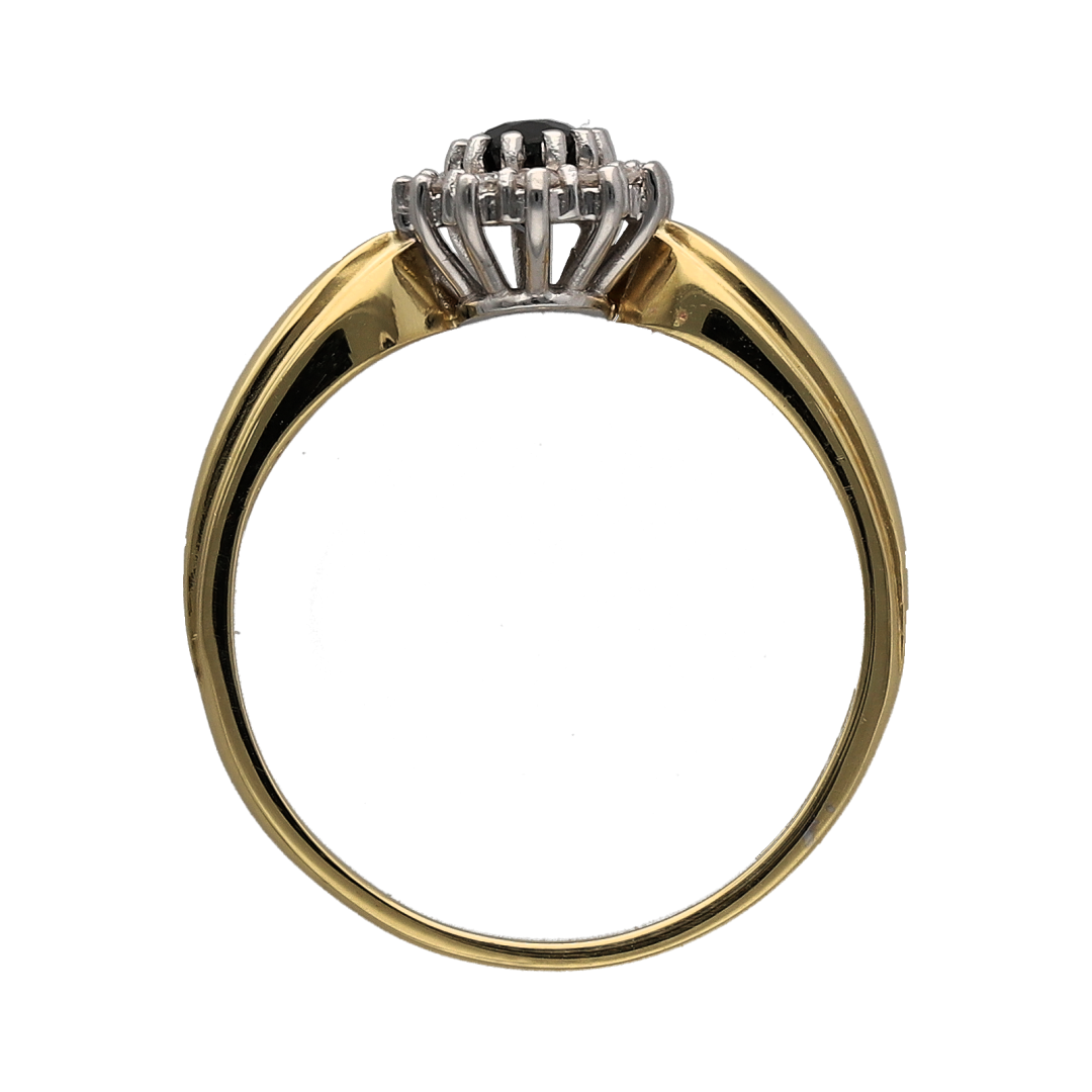 18ct Gold Diamond & Sapphire Set Cluster Ring