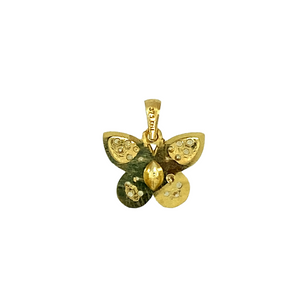 New 9ct Yellow Gold & Cubic Zirconia Set Butterfly Pendant with the weight 0.80 grams. The pendant is 1.5cm long including the bail by 1.4cm
