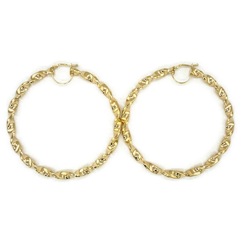 New 9ct Gold Large Twisted Hoop Earrings