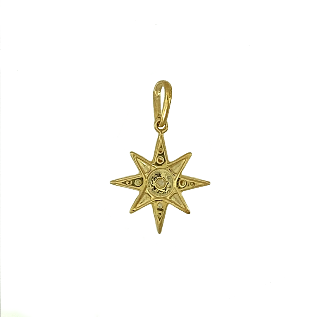 New 9ct Yellow Gold & Cubic Zirconia Set Star Pendant with the weight 0.40 grams. The pendant is 2cm long including the bail by 1.3cm