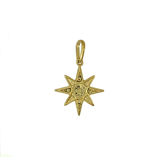 New 9ct Yellow Gold & Cubic Zirconia Set Star Pendant with the weight 0.40 grams. The pendant is 2cm long including the bail by 1.3cm