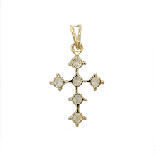 Load image into Gallery viewer, Preowned 9ct Yellow Gold &amp; Cubic Zirconia Set Cross Pendant with the weight 2.50 grams. The stones are each 4mm diameter
