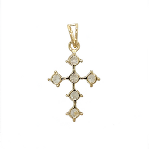 Preowned 9ct Yellow Gold & Cubic Zirconia Set Cross Pendant with the weight 2.50 grams. The stones are each 4mm diameter