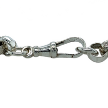 Load image into Gallery viewer, New 925 Silver 7.5&quot; Celtic Style Patterned Belcher Spanner Bracelet with the weight 15.30 grams and link width 8mm. The spanner is approximately 3.6cm by 1.3cm and the links are alternating between patterned and plain
