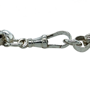 New 925 Silver 7.5" Celtic Style Patterned Belcher Spanner Bracelet with the weight 15.30 grams and link width 8mm. The spanner is approximately 3.6cm by 1.3cm and the links are alternating between patterned and plain
