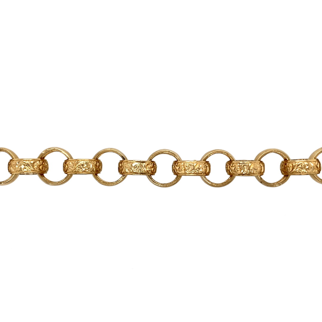 New 9ct Gold 7.25" Engraved Belcher Bracelet 26 grams