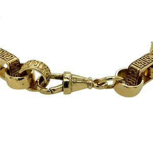 New 9ct Solid Gold Gypsy Style 9" Belcher Bracelet. The bracelet weights 36.6 grams and the link width is 9mm