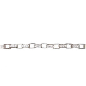 New 925 Silver & Cubic Zirconia Set 8.75" Patterned Belcher Bracelet