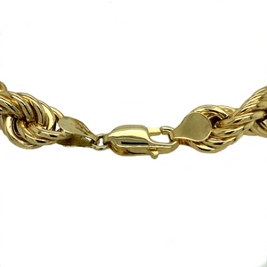 New 9ct Yellow Gold 9" Rope Bracelet with the weight 30.10 grams and the link size 16mm by 11mm
