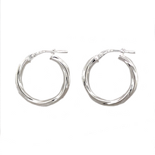 Load image into Gallery viewer, 925 Silver 15mm Medium Twist Hoop Earrings

