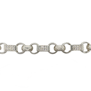 New 925 Silver & Cubic Zirconia 30" Gypsy Link Chain 223 grams