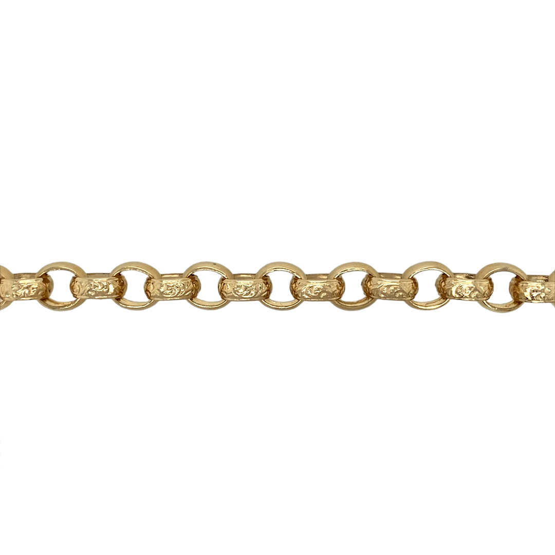 New 9ct Solid Gold 9" Engraved Belcher Bracelet 26 grams