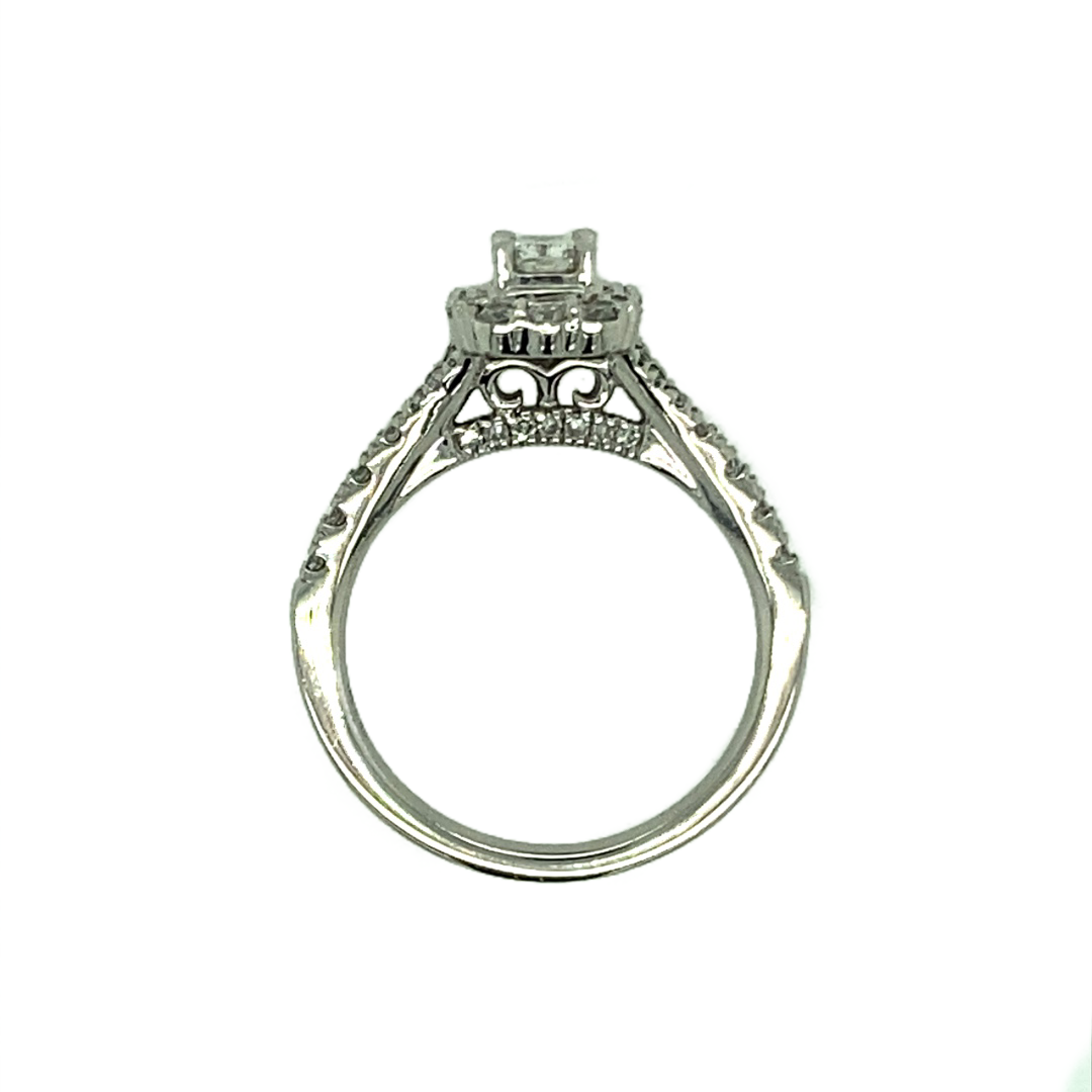 Platinum & Diamond Shoulder Set Halo Ring