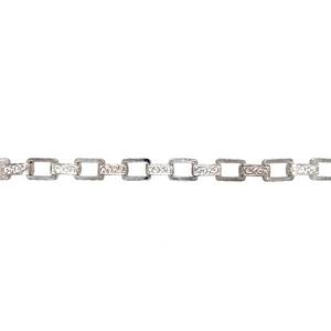 New 925 Silver & Cubic Zirconia Set 8.75" Patterned Belcher Bracelet