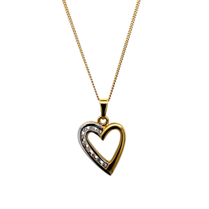 18ct Gold & Diamond Set Open Heart 16" - 18" Necklace