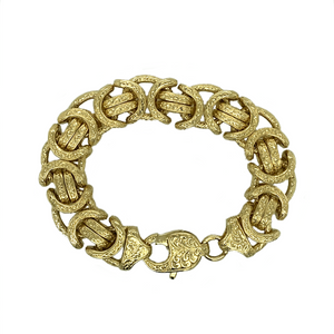 SALE New 9ct Gold 8.25" Engraved Byzantine Bracelet 102 grams