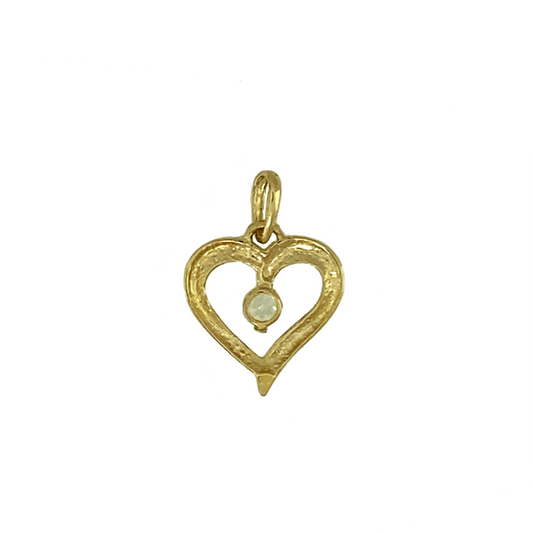 New 9ct Yellow Gold & Cubic Zirconia Set Open Heart Pendant with the weight 0.50 grams. The pendant is 1.7cm long including the bail by 1.3cm
