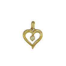 Load image into Gallery viewer, New 9ct Yellow Gold &amp; Cubic Zirconia Set Open Heart Pendant with the weight 0.50 grams. The pendant is 1.7cm long including the bail by 1.3cm
