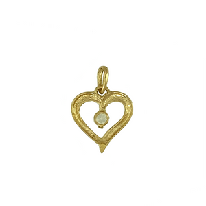 New 9ct Yellow Gold & Cubic Zirconia Set Open Heart Pendant with the weight 0.50 grams. The pendant is 1.7cm long including the bail by 1.3cm