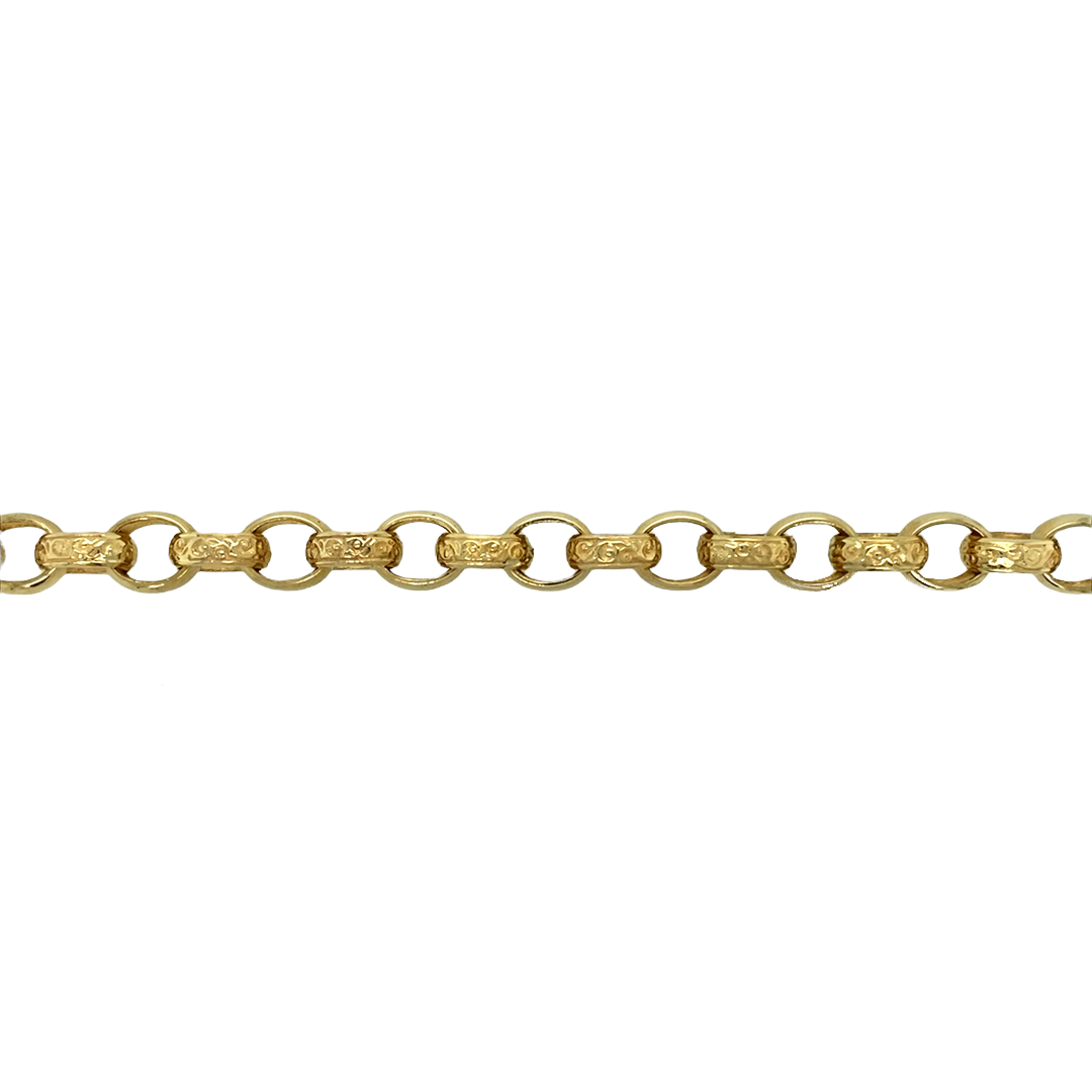 New 9ct Gold 9.25" Engraved Belcher Bracelet 24 grams