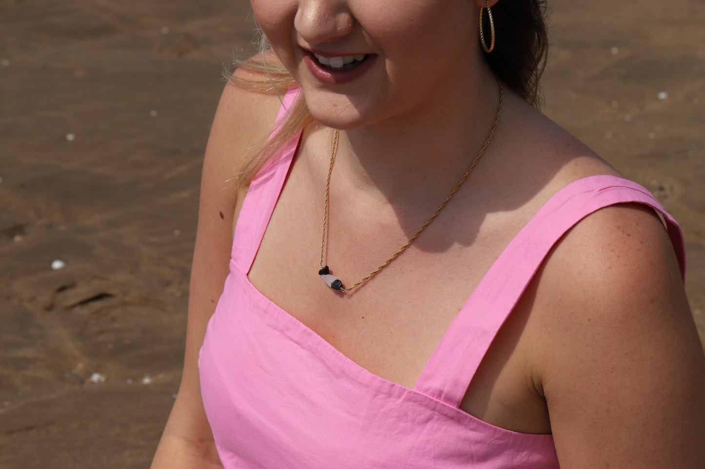 9ct Gold Quartz & Tourmaline 19" Necklace