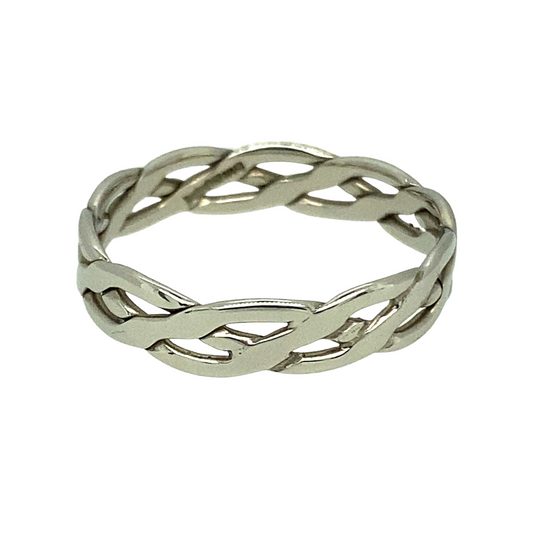 New 9ct White Gold 5mm Celtic Band Ring in various sizes with the weight 2.20 grams